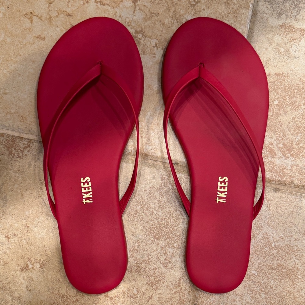 TKEES Red Minimalist Flip Flop Sandals